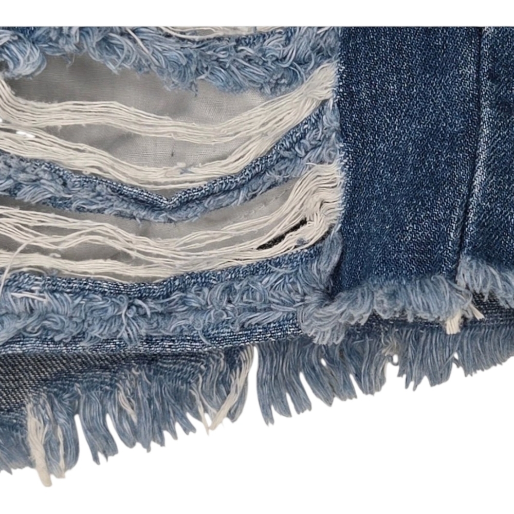 Nature Womens No More Wishing Dark Wash Distressed Denim Jean Shorts Medium - Picture 5 of 13